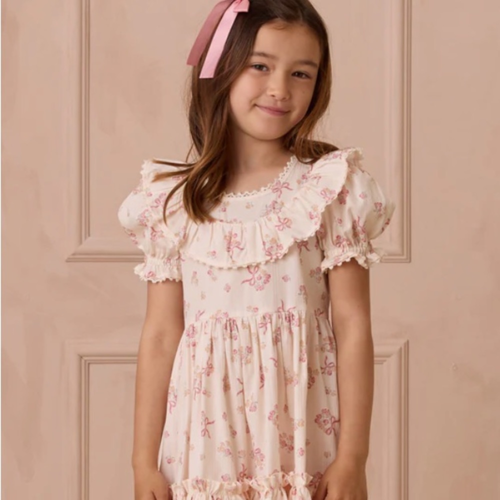 Noralee Eva Dress Bow Ditsy Pink Floral Dress with Ruffles